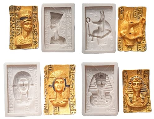 Xidmold 4 Pcs Silicone Soap Making Moulds, Egyptian Pharaoh Silicone Soap Mold Baking Pan Trays Moulds for DIY Homemade Soap Muffin Cupcake Bread Chocolate Mold, Ice Cube Tray