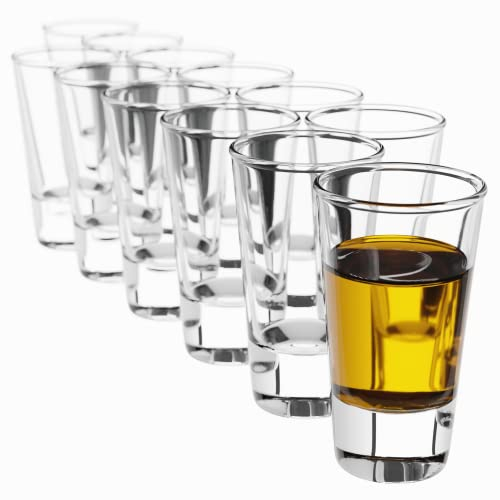 KADAX Bicchierini da Liquore in Vetro Trasparente da 28 ml, Bicchieri Piccoli da Shot, Ideali per Amaro, Limoncello e Grappa (Set di 12, Trasparenti)