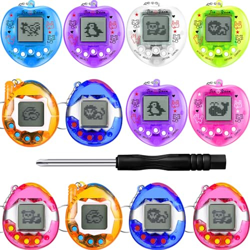Sosation 6 Pcs Virtual Electronic Pet Keychain Retro 90s Digital Toy Game