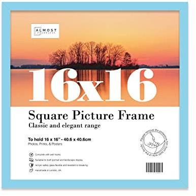 16x16 Inch Light Blue Square Thin Photo Frame Wall Mountable Thin Picture Frame Standard Square Photograph Size, 16 X 16(40.6 X 40.6cm)