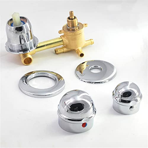 Rosca Tornillo/Intubación Latón Mezclador Agua Fría y Caliente Grifo Ducha Desviador 2/3/4/5 Vías Mango Perilla Forma Redonda G1/2 Válvula Mezcladora, Cartucho Cerámica (Intubación-3 Salida 10cm)