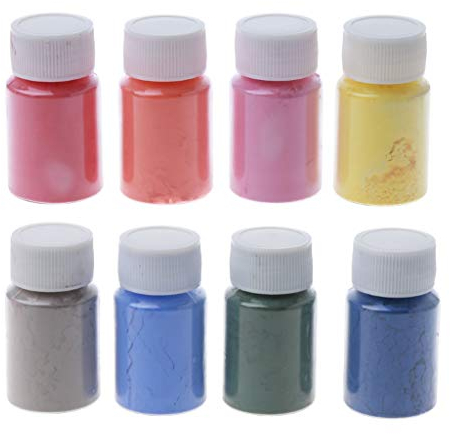 8 Farben Thermochromes Temperaturaktiviertes Pigmentpulver, hitzeempfindliches Farbwechselpulver für Farbe, Harz, Epoxidharz, Kunst, Handwerk, Schmuck