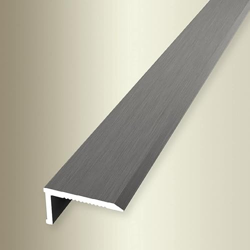 PROVISTON | Winkelprofil | Breite: 15 mm | Höhe: 8.5 mm | Länge: 2700 mm | Aluminium eloxiert | Abschlussprofil | Glatt | Edelstahl | Selbstklebend