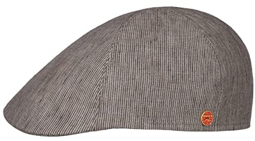 Mayser Paddy Stripes Flatcap Schirmmütze Schiebermütze Leinencap Herren - Made in The EU mit Schirm, Futter Sommer Frühling-Sommer - 59 cm beige