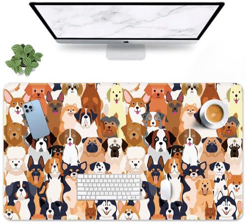 Britimes Großes Gaming-Mauspad, niedlicher Hund, rutschfeste Schreibtischunterlage, Tastatur und Maus, Schreibtischunterlage für Gamer, Büro und Zuhause, 80 x 40 cm