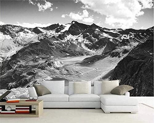 Fototapete 3D Wandbilder, Berge Blauer Himmel Landschaft Schwarz Und Weiß Wandbild Zum Abziehen Und Aufkleben, Dekoration, Gemälde, Geeignet Für Wohnzimmer Und Schlafzimmer, Tv-Hinte 140(B) x70(H) cm