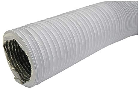 Ø 125mm Tuyau d'Evacuation Flexible en Aluminium/PVC - Tube de Ventilation pour Sèche-linge Extracteur Aérateur d'Air - 1m Blanc Conduit d'air