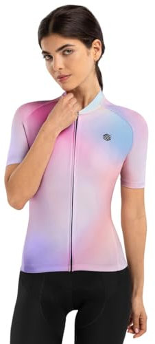 SIROKO - Maillot Vélo pour Femme M2 Aura - L - Rose Bonbon/Bleu pâle