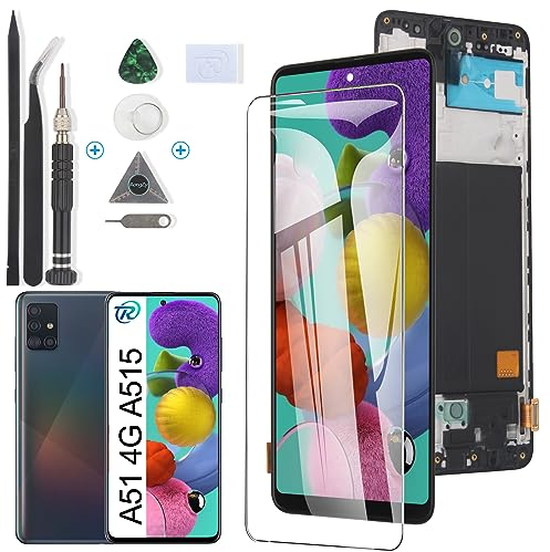 RongZy Écran de Rechange pour 6.5 Samsung Galaxy A51 Écran LCD + Vitre Numériseur Tactile Capteur Assemblé Remplacement pour Galaxy A51 A515F(Noir avec Cadre)