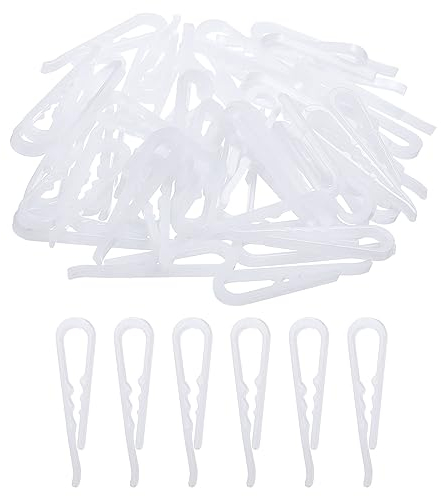 uxcell Lot de 100 pinces crocodiles en plastique durable, 5 cm, blanches en forme de U, pinces à linge avec dents pour cravates, pantalons, chaussettes, vêtements
