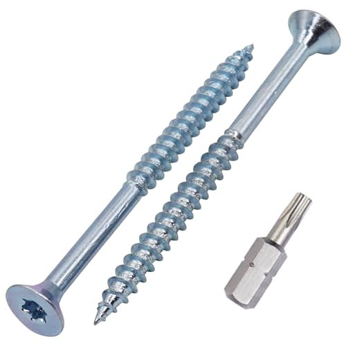 SKIR'CO (10 Pièces) Vis à Bois Acier Zingué 6,0 x 90 mm, Tête Fraisée Torx, Pour Aggloméré, Partiellement Filetées