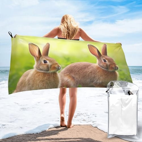 OPSREY Lustige Kaninchen Gedruckt Mikrofaser Badetuch Schnell Trocken Handtuch Strandtuch Sport Handtuch