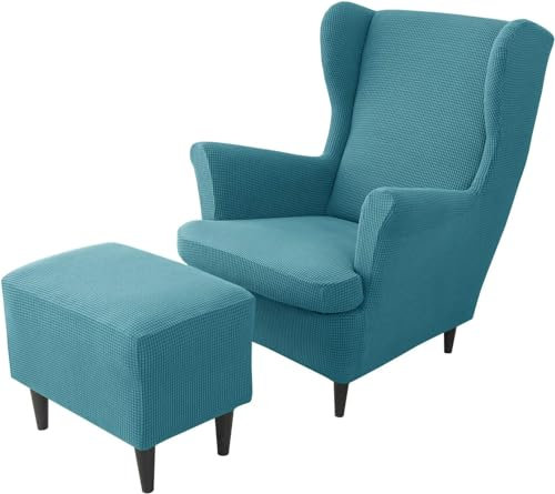 Sesselüberwürfe Elastisch 3-teilig Sesselbezug Ohrensessel Überzug Mit Ottomane Schonbezug Ohrensessel Bezug Bezug Sesselhusse Stretch Husse Für Ohrensessel ( Color : #24 , Size : Wingback Chair Cover