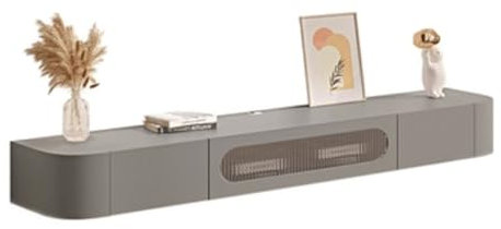 TV Lowboard Hängend Schwebender TV-Ständer aus Holz mit Glastür, modernes wandmontiertes Entertainment-Center mit 2 Schubladen, komplett montiert, 63/70,8''/78,7'' TV Schrank Hängend (Color : Grigio