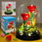 Allhero Flower Bouquets Building Sets with LED String Light and Dust Cover, Rose Bouquet Building Block Gifts for Mothers Day, Valentines Day, Birthday, Anniversary, Christmas