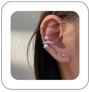Yheakne Vintage Kristall Perle Manschette Wrap Ohrringe Perle Knorpel Manschette Ohrringe Silber Cz Ring Helix Ohrringe Perle Nicht Piercing Clip Auf Ohrringe Schmuck Für Frauen Und Mädchen