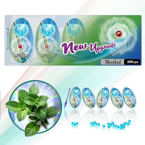 icMentol - Neues eiskaltes Rezept, 1000 Kapseln Menthol kugeln für Zigaretten, Aroma Kapsel, Aromakugeln, DIY Click Kugeln (5 Packungen*200 Kapseln, Menthol)