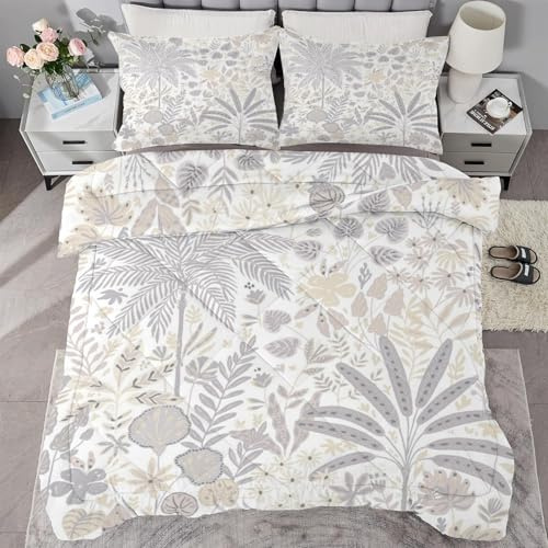 buyluhn Bettdecke 240x220 Ohne Bezug Nutzbar，4 Jahreszeiten Bettdecken Blütenblätter GroßE Steppdecke Anlage Ganzjahresdecke，Waschbar Bettzeug mit 2 Kissenbezug für Sommer Winter Doppelbett