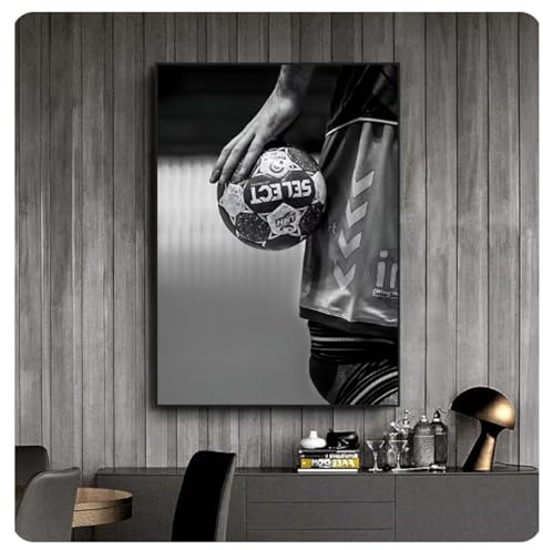 Vintage Sport Handball Leinwand Malerei Ball Poster Drucke Wandkunst Bild für Wohnzimmer Home Boy Schlafzimmer Dekor Wandbild - 50X70cm Ungerahmt