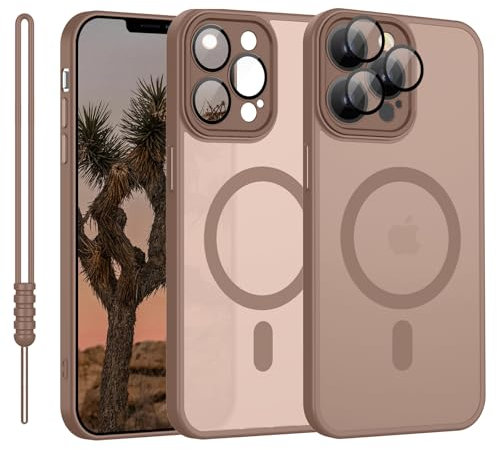 für iPhone 12 Pro Max Hülle Kompatibel mit MagSafe, Handyhülle für iPhone 12 Pro Max Magnetisch Leicht Dünn Matte Touch Kameraschutz, Anti-Gelb Rutschfest Kratzfest Schutz Stoßfest Hülle Braun