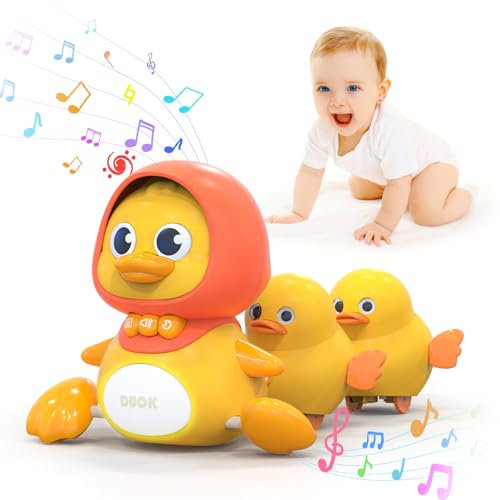 Gofimyee Musik Enten Spielzeug, Baby Spielzeug für 1, 2 und 3-Jahre alte Kinder, Early Education Sound Spielzeug mit Lullaby, einschließlich Einer großen Ente, Zwei kleine Enten und Batterien