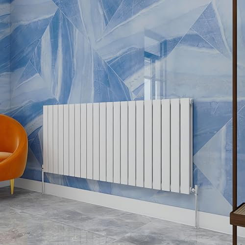 Central Heating Radiator,600x1428mm White Horizontal Flat Double Panel Column Energy-efficient for Morden Multi-Scene
