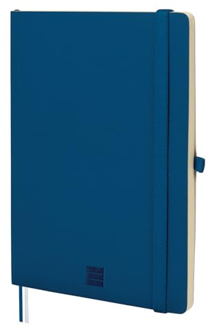 Finocam - Notizbuch Nexo Flexibler Einband Horizontal Liniert Marineblau | Notizbuch DIN A5 mit perforierten Blättern | Innentasche und Stifthalter | 72 Seiten, Ideal zum Schreiben