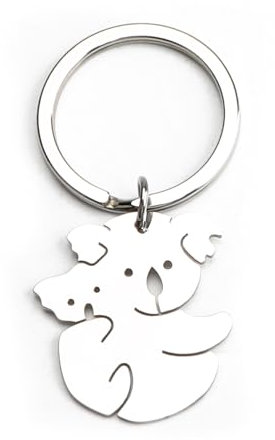 Porte-clés koala, adorable image d'animal, design creux argenté, cadeau pour amis, maman, papa, porte-clés pour femme