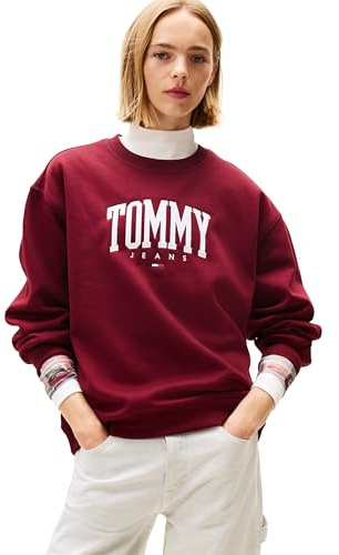 Tommy Jeans Damen Medium Weight Pullover Crewneck with Printed Logo Sweatshirt (1er Pack)