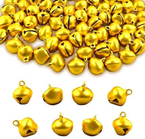 150 Pcs Gold Bells, 14mm Jingle Bells for Crafts,Gold Small Metal Bell for Jewellery Making Crafts Christmas Party Decoration Pet Dog Cat Collars DIY Accessories Home Decor