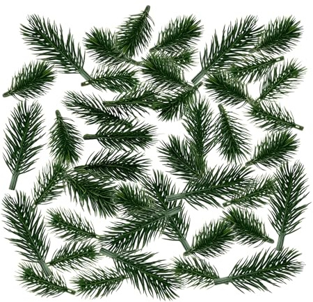 BaBahuanhuan 50 Pezzi Rametti di Pino Artificiali Simili al Vero, 6 cm Verde Pino Finto per Decorazioni Avvento, Ghirlande Natalizie, Composizioni Fiori Secchi, Centrotavola e Craft