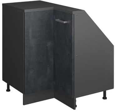 Vicco Dachschrägen-Eckschrank Rion, Schwarz Beton/Anthrazit | B75.6 x T46 cm, mit 1 Tür, platzsparend für Dachschrägen