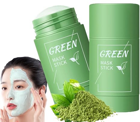 2 Stück Green Tea Mask Stick,Tonerde Maske Gegen Mitesser & Porenreinigung,Gesichtsmaske mit Ölkontrolle,Tiefenreinigung & Feuchtigkeitspflege,Clay Mask für Fettige und Unreine Haut