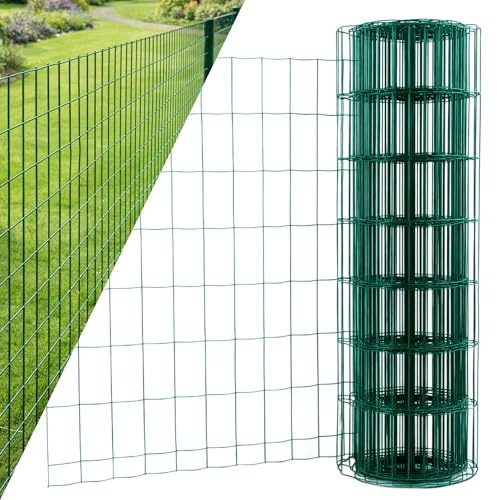 STREND PRO Zaun Gartenzaun 150cm Höhe | Länge 10 m | Grün Wildzaun | Maschenweite 100 x 50 mm | Verzinkt & PVC-beschichtet | Schweißgitter Zaunrolle | Maschendrahtzaun | Drahtzaun