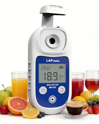 LAFMATE Réfractomètre numérique 0-55% ±0,2%, BM101 Réfractomètre Sucre avec ATC, IP65 Réfractomètre brix pour jus, vinification & café