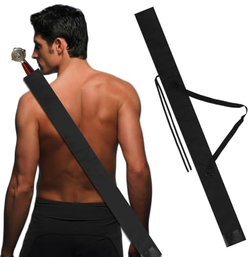 HOBBIESAY Lot de 2 grands sacs à épées de 140 x 12 cm avec sangle arrière réglable - Étui de rangement pour épées Katana Bokken - Noir - Pour samouraï, cosplay, fête d'Halloween