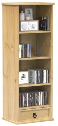 Plumbpyr CD-Schrank Corona Massivholz Kiefer 40x30x110 cm mit Schublade Stauraum Regal für Büro Wohnzimmer Arbeitszimmer