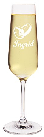 printplanet® Sektglas mit Namen Ingrid graviert - Leonardo® Glas mit Gravur - Design Ringe