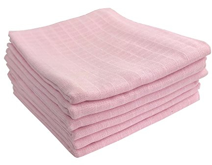 M.M.C. 6er Pack Mullwindeln | Spucktücher 100% Baumwolle - Stoffwindeln & Mulltücher fürs Baby | ÖKO-TEX Zertifiziert, 80x70 cm (6 Rosa)