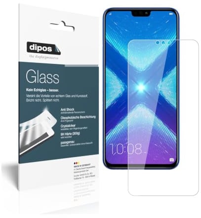 dipos 2x Displayschutzfolie 9H klar für Honor 8X | Bricht und splittert nicht, kein Echtglas, Anti-Shock, passt perfekt, kratzfest, blasenfrei, hüllenfreundlich, selbstklebend