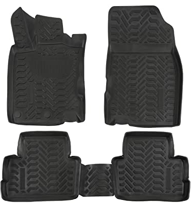 J&J AUTOMOTIVE | 3D Automatten Gummi Matten Gummifußmatten TPE Passend Für Qashqai 2, 2014-2021, Schwarz, Anti-Rutsch, Allwetter, 4-TLG, Hohes Rand