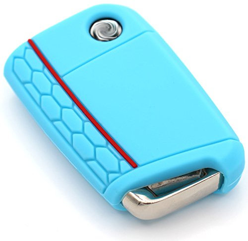 Schlüssel Hülle VB für 3 Tasten Auto Schlüssel Silikon Cover Schlüsselhülle Etui Schutzhülle (Hellblau)