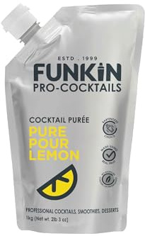 Funkin Pro Pure Pour Lemon Fruit Puree for Cocktails, Cooking & Baking, Real Fruit Cocktail Ingredients, 1kg Mixer