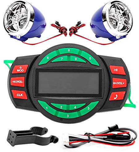 Motorcycle Speaker Systems,Waterproof LCD Motorbike MP3 Player BT FM Radio Speaker with Phone Charging