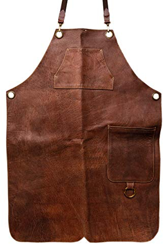 Angus Stoke Tablier en Cuir de Qualité Supérieure - Barbecue et Cuisine - Vintage Intégral - Stan (XXL-XXXL)
