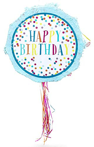 Party Factory Pinata Happy Birthday Blau Kinder Geburtstag Schlag-Pinata 44 x 9 x 44 cm Dekoration Geburtstagsdeko