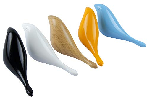 Lmpyf 5er-Set Vogel Kleiderhaken mit Fünf Farben, Wand Haken, Wand Dekoration Mantelhaken für Mänteln, Mützen, Schals, Jacken, Kleidung und Kopfhörer