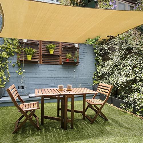 HAIKUS Toldo Vela Rectangular 4x5 m, Vela de Sombra 5x4 m HDPE, Transpirable, Resistente, 98% Protección Rayos UV para Exterior, Jardín, Terrazas (Arena)