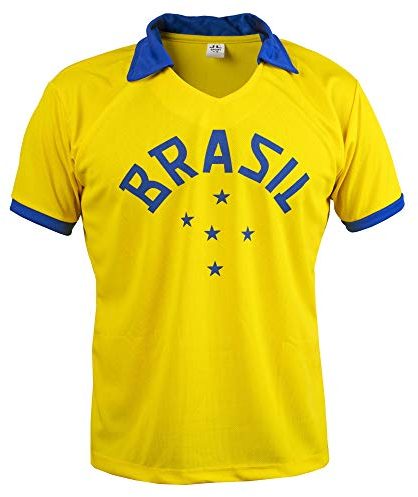 Brazil National Team 1958 Pele World Cup Football Shirt Top Retro Jersey Classic - XL Yellow