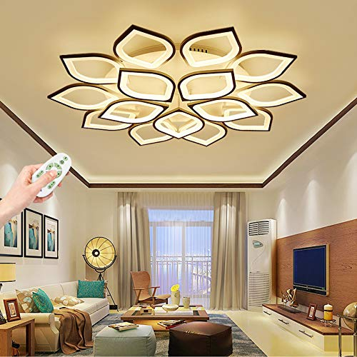 Moderne LED Deckenleuchte Dimmbar,Wohnzimmerlampe mit Fernbedienung Lichtfarbe Helligkeit Farbwechsel, Blatt Design Acryl Deckenlicht, Schlafzimmer Deckenlampe Deckenstrahler Lampe Deko Kronleuchter